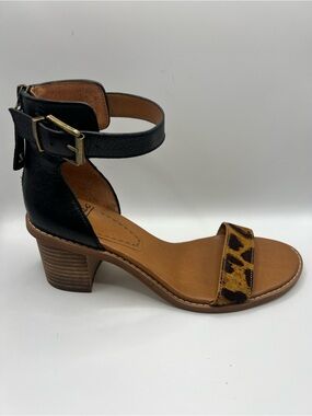 Zodiac Ilsa Dyed Cow Hair Leopard Ankle Strap Leather Sandal Women Sz 9.5 NWOT